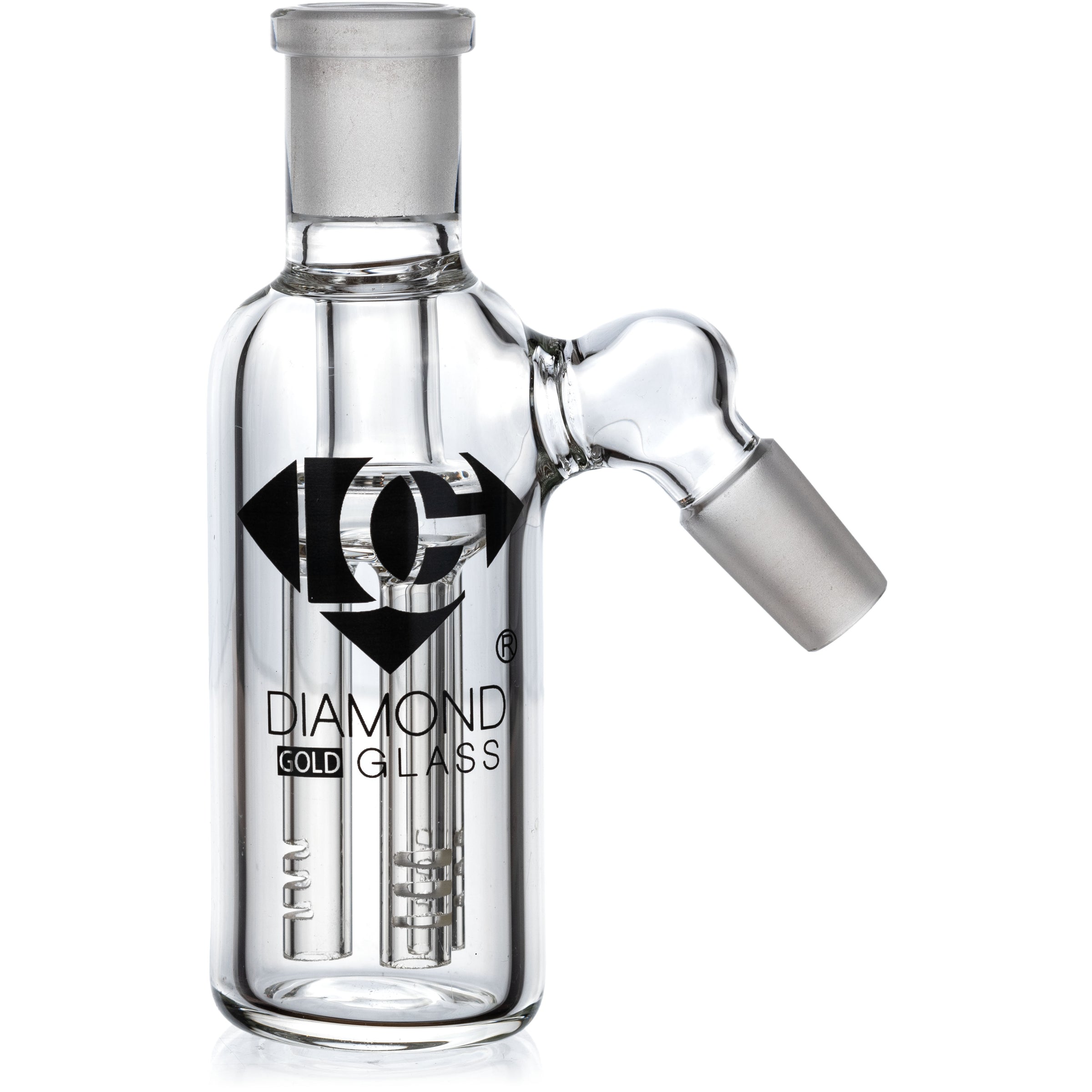Ash Catcher w/ 14mm Joint, 45˚ Angle 3 Arm Tree Perc, by Diamond Glass