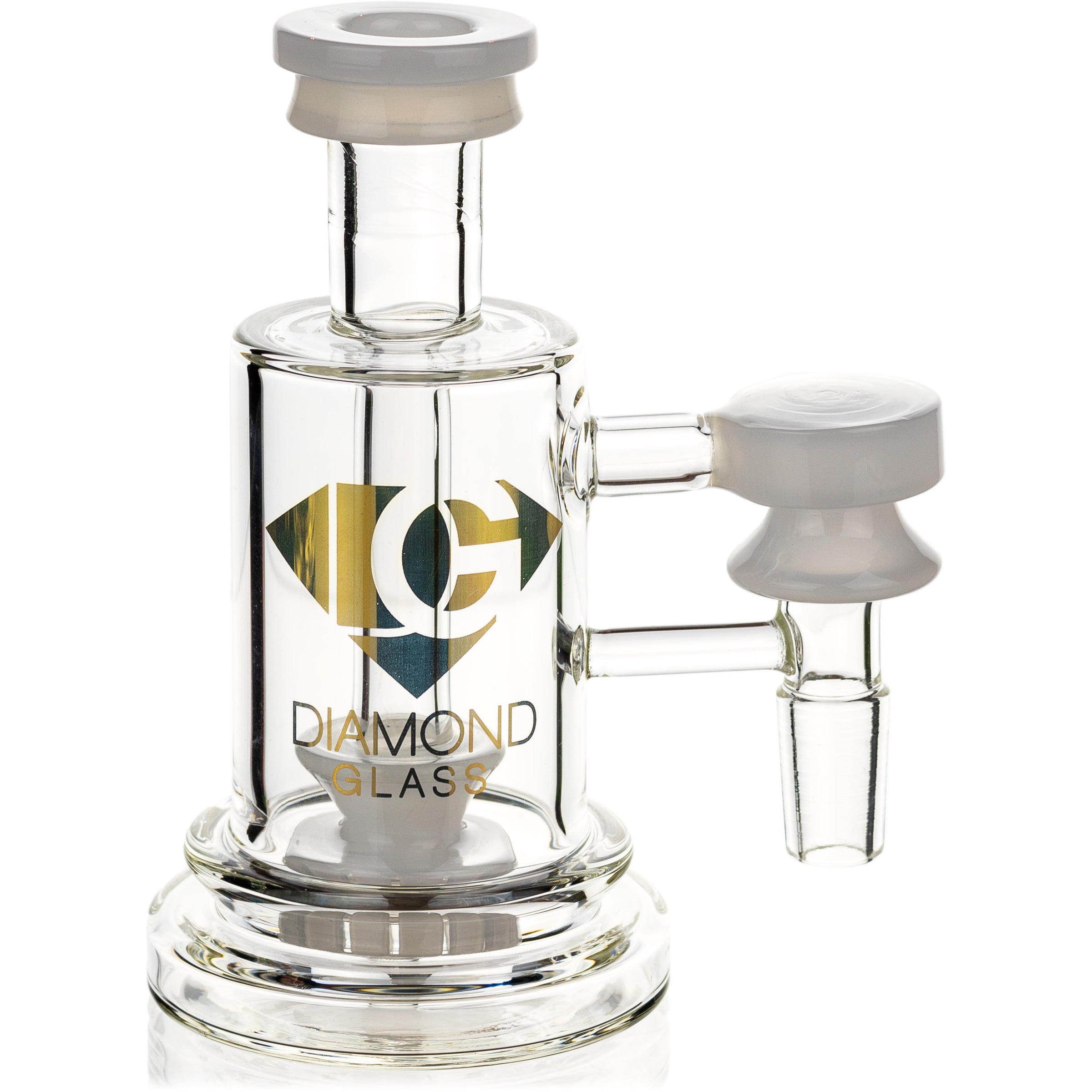 Ash Catcher w/ 14mm Joint, 90˚ Angle, Showerhead Perc, Solid Base, by Diamond Glass - BKRY Inc.
