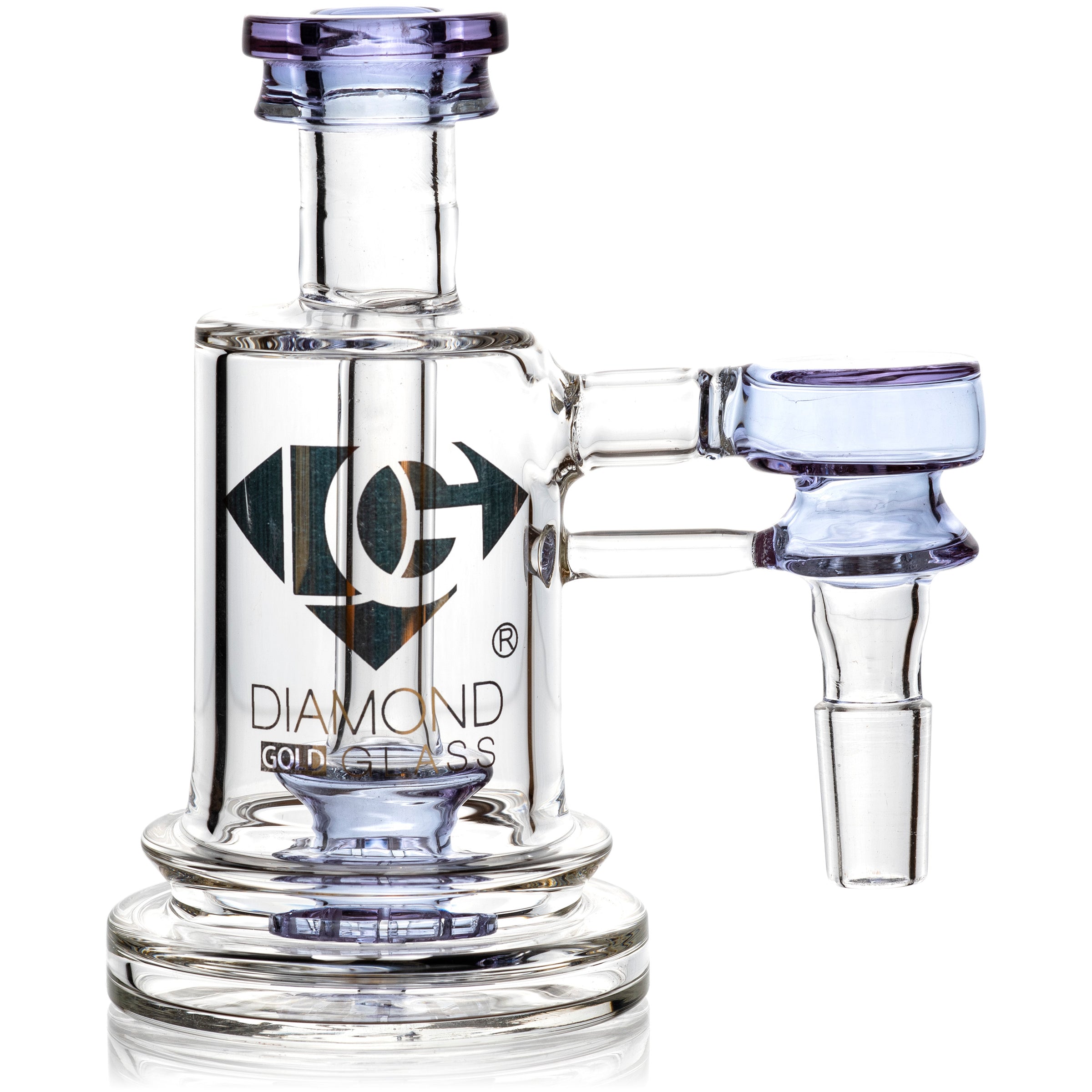 Ash Catcher w/ 14mm Joint, 90˚ Angle, Showerhead Perc, Solid Base, by Diamond Glass - BKRY Inc.