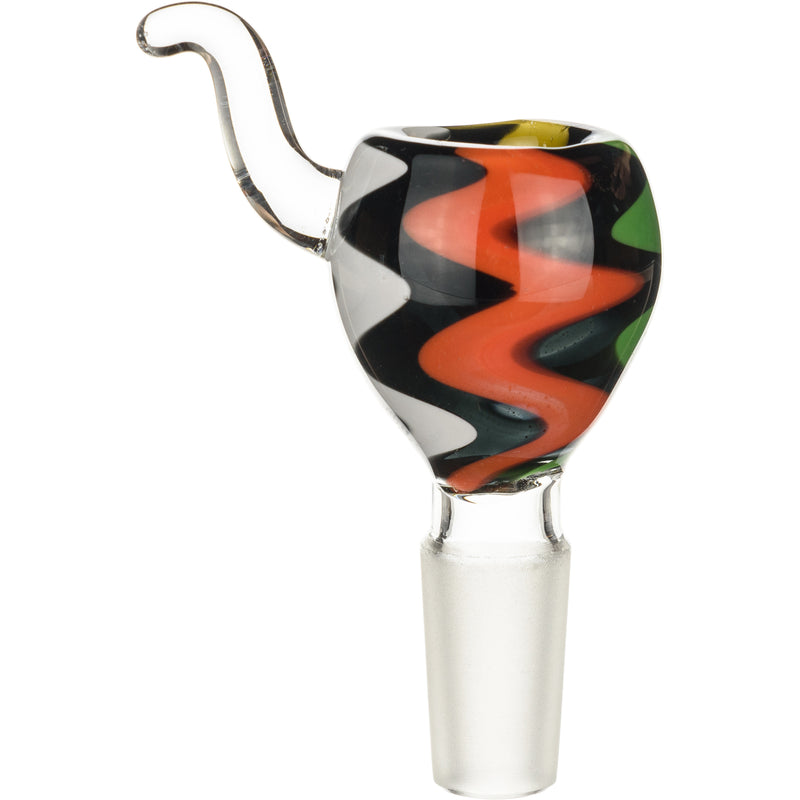 14mm Color Zigzag Male Bowl with handle - BKRY Inc.