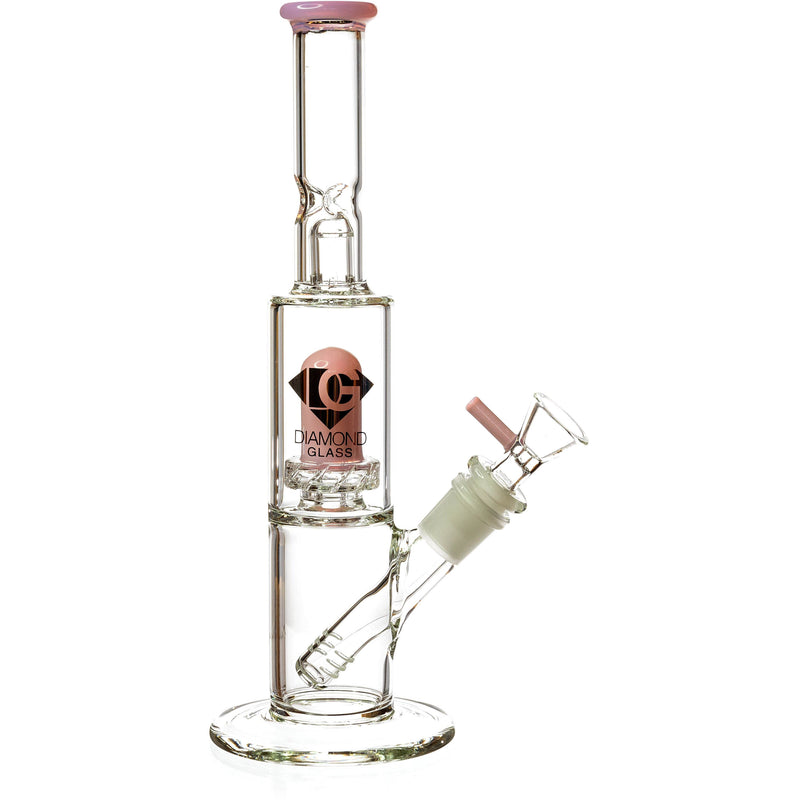 11" Straight Tube Skinny Neck Bong w/ Showerhead UFO Perc + Splashguard, by Diamond Glass - BKRY Inc.