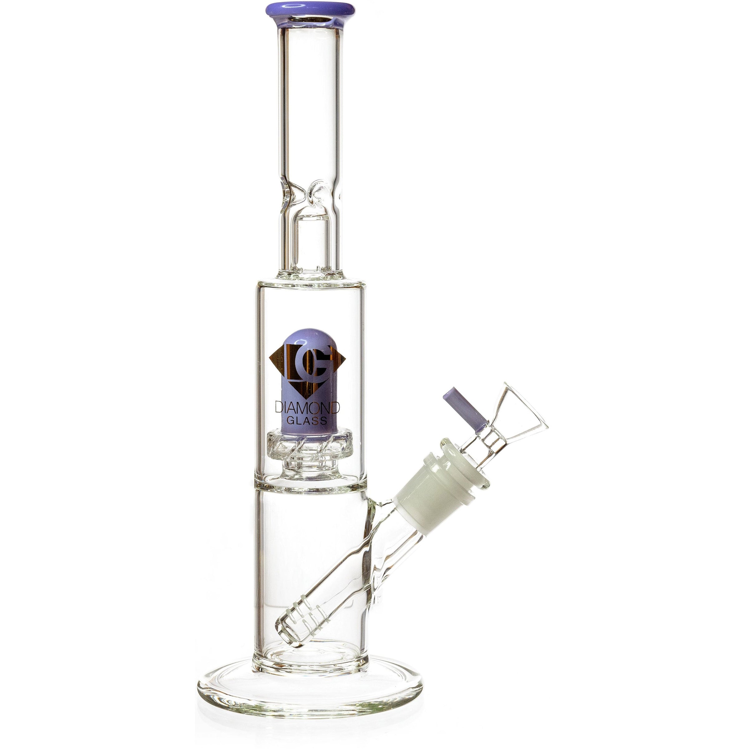 11" Straight Tube Skinny Neck Bong w/ Showerhead UFO Perc + Splashguard, by Diamond Glass - BKRY Inc.