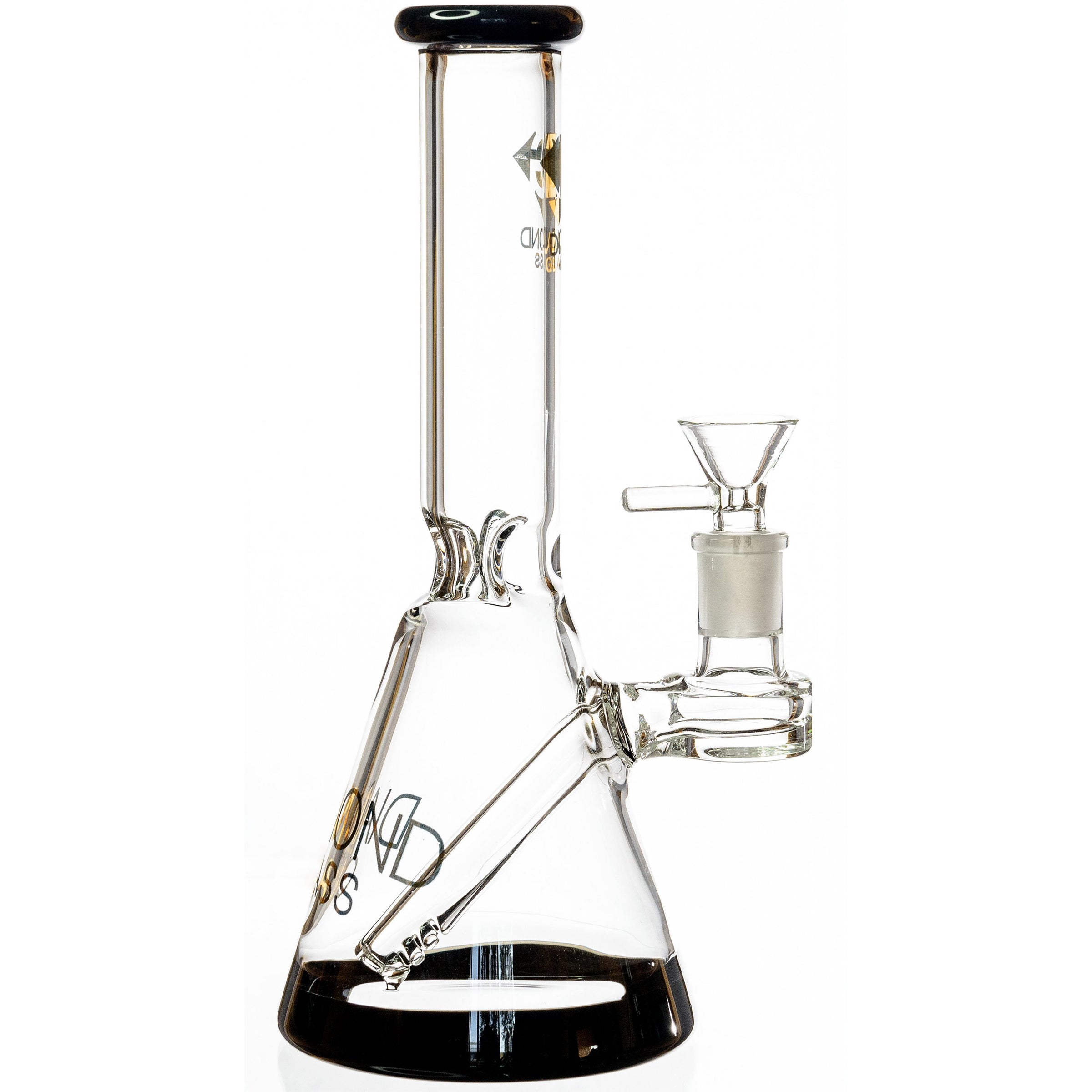 10" Beaker Bong w/ colored lip and base + built-in stem, by Diamond Glass - BKRY Inc.