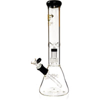 Diamond Glass 14 inch clear glass water pipe with black accents featuring a beaker base and an internal matrix percolator.