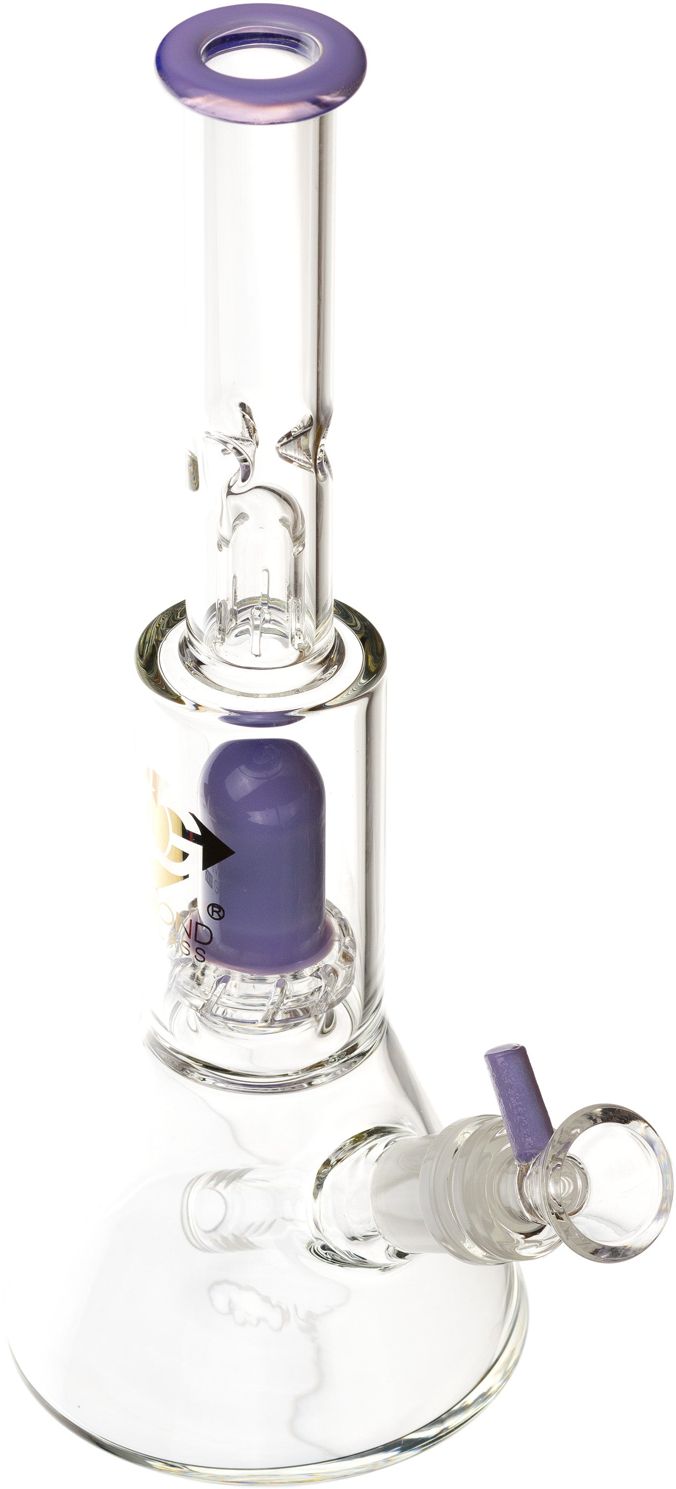 10" Skinny Neck Beaker Bong w/ showerhead UFO perc + splashguard, by Diamond Glass - BKRY Inc.