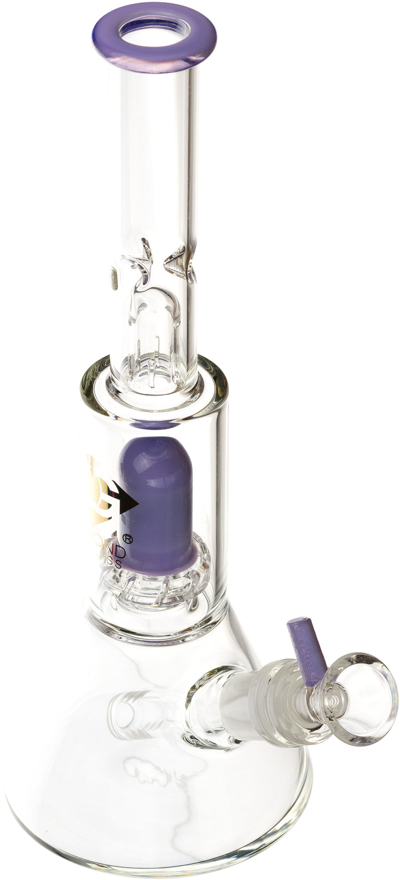 10" Skinny Neck Beaker Bong w/ showerhead UFO perc + splashguard, by Diamond Glass - BKRY Inc.