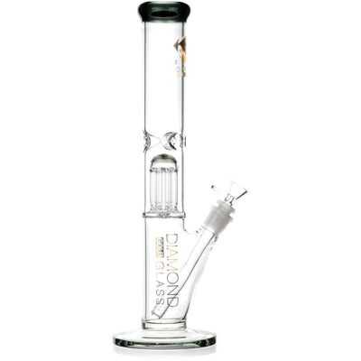 15" Straight Tube Bong w/ Single Chamber 8-Arm Tree Perc, by Diamond Glass - BKRY Inc.