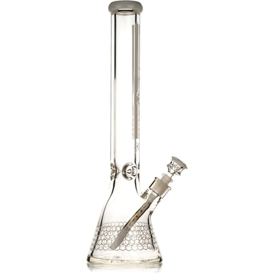 18 inch super thick 9mm beaker water pipe with gold Diamond Glass neck decal and gold downstem.