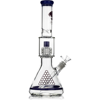 15 inch Diamond Glass matrix beaker bong shown with uninserted removable downstem and 14mm bowl.
