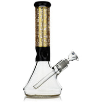 12" 7mm Beaker Bong with Egyptian Hieroglyphs Designs, by Diamond Glass - BKRY Inc.