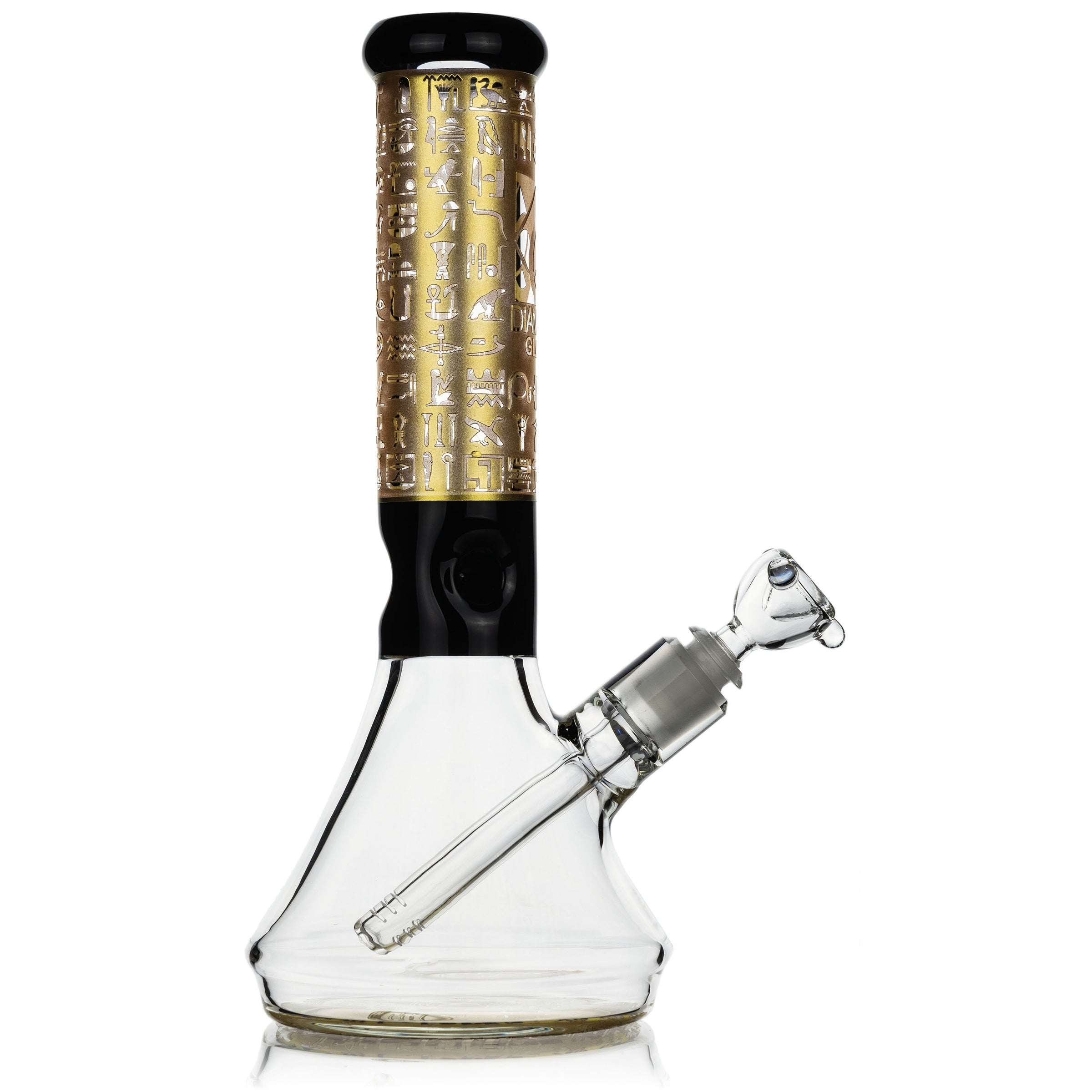 12" 7mm Beaker Bong with Egyptian Hieroglyphs Designs, by Diamond Glass - BKRY Inc.