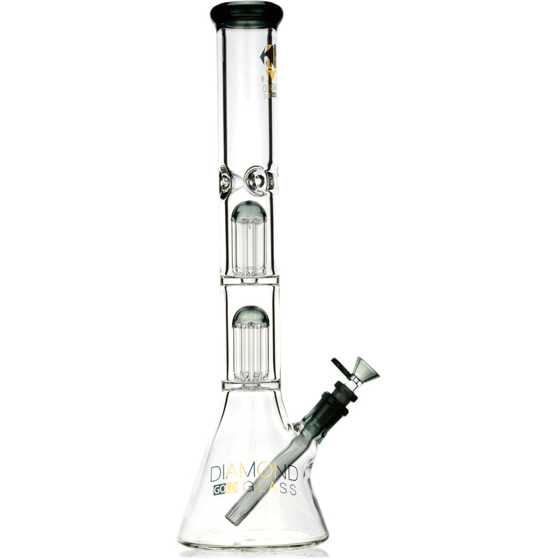 18" Thick 7mm Double Chamber Tree Perc Bong, by Diamond Glass - BKRY Inc.