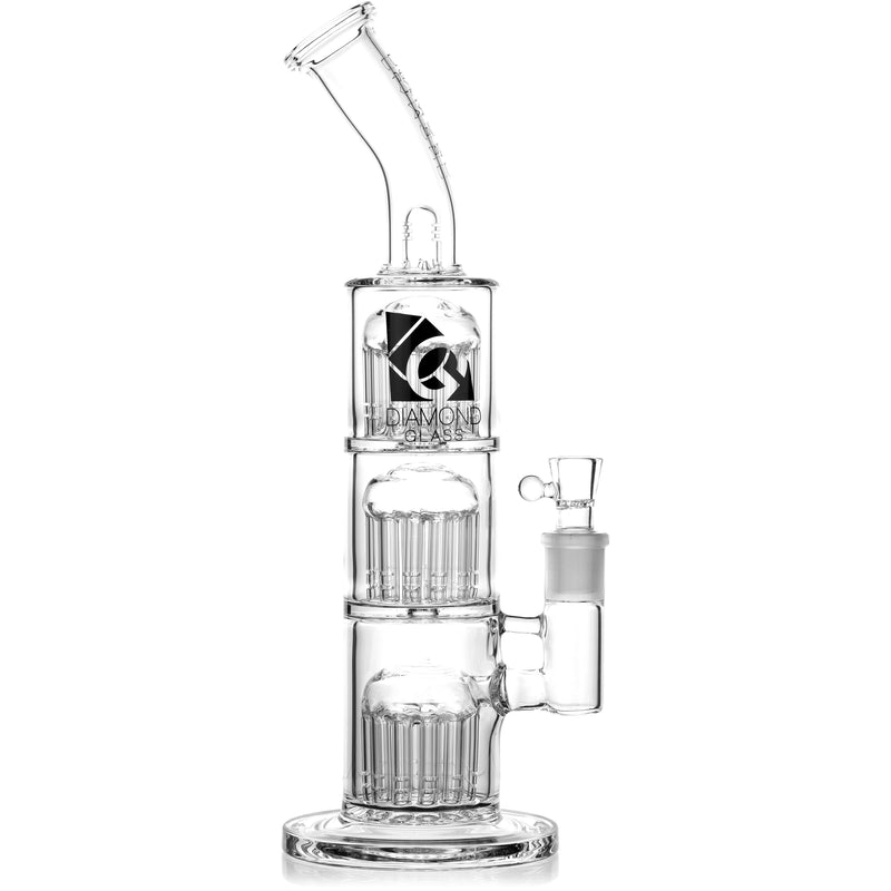 14" Triple Chamber 12 Arm Perc Bong, by Diamond Glass - BKRY Inc.