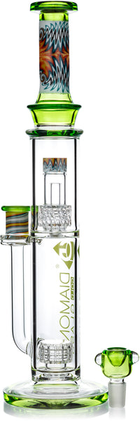16” Reversal Wigwag Matrix Showerhead Stemless Bong, by Diamond Glass
