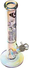 12" Iridescent Straight Tube Bong, by Diamond Glass