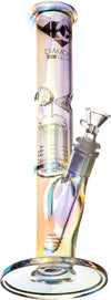 12" Iridescent Straight Tube Bong, by Diamond Glass