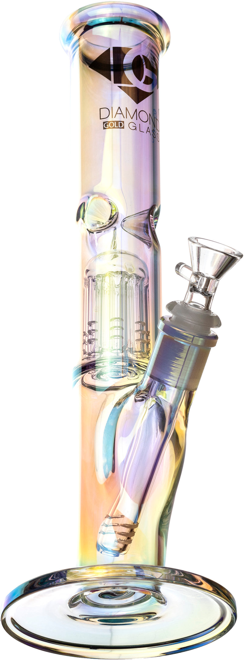 12" Iridescent Straight Tube Bong, by Diamond Glass