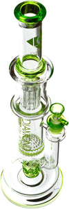 18” Triple Threat Showerhead honeycomb 11-Arm Beaker Bong, by Diamond Glass