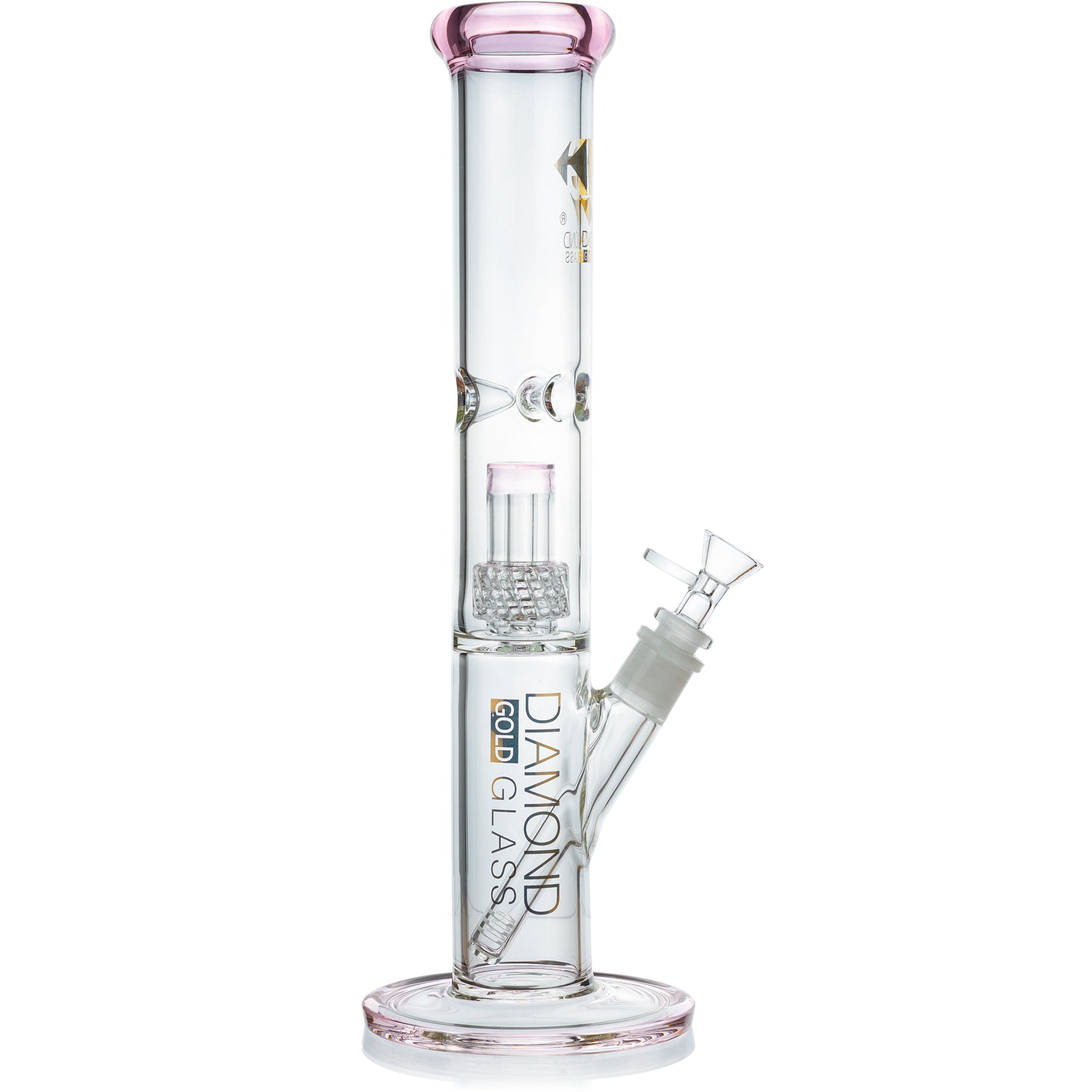 14" Straight Tube Matrix Perc Bong, by Diamond Glass