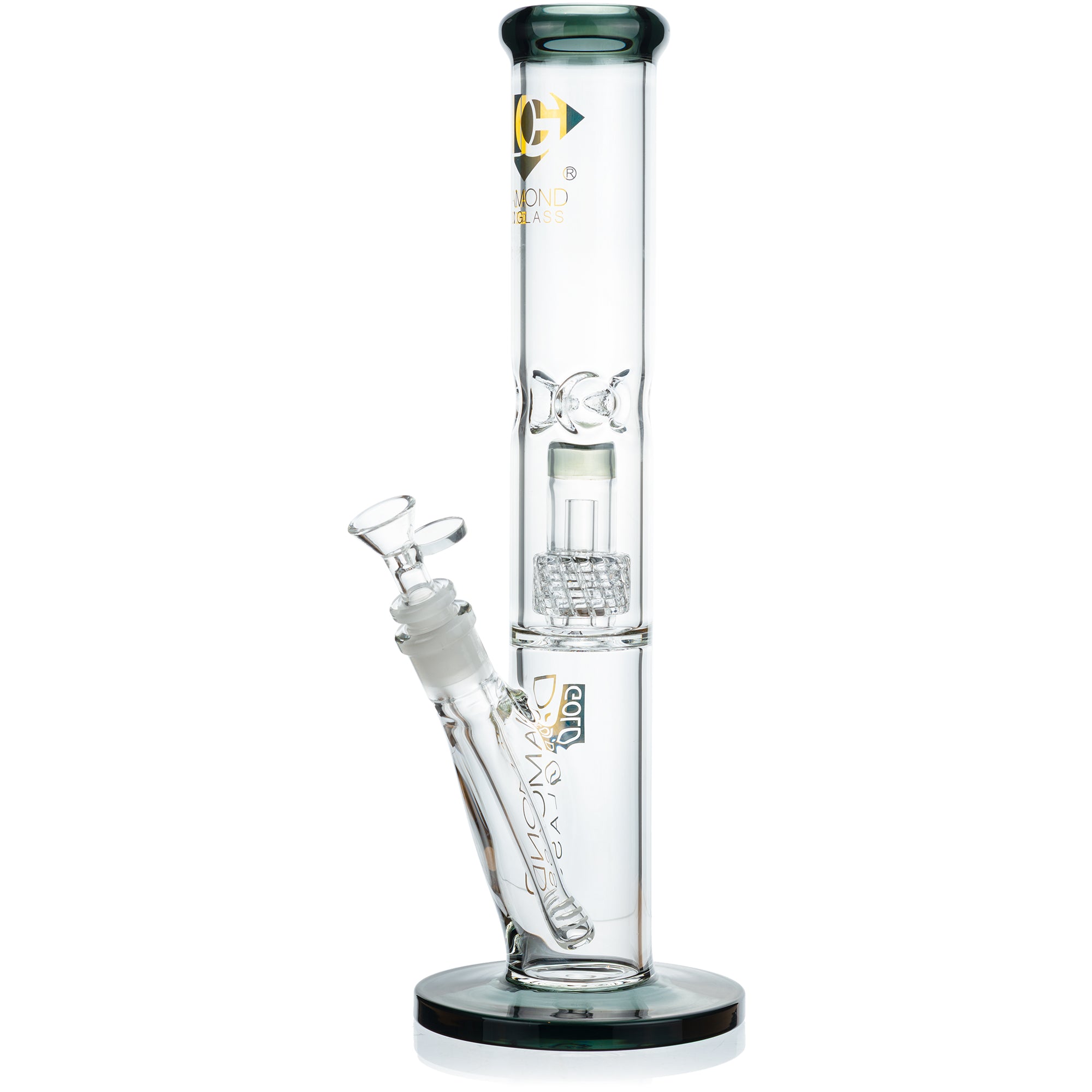 14" Straight Tube Matrix Perc Bong, by Diamond Glass