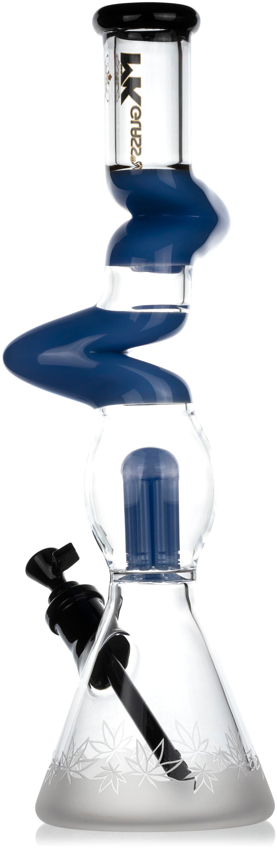 19" Sandblasted Zinger Beaker Bong with Tree Percolator, by MK100 Glass