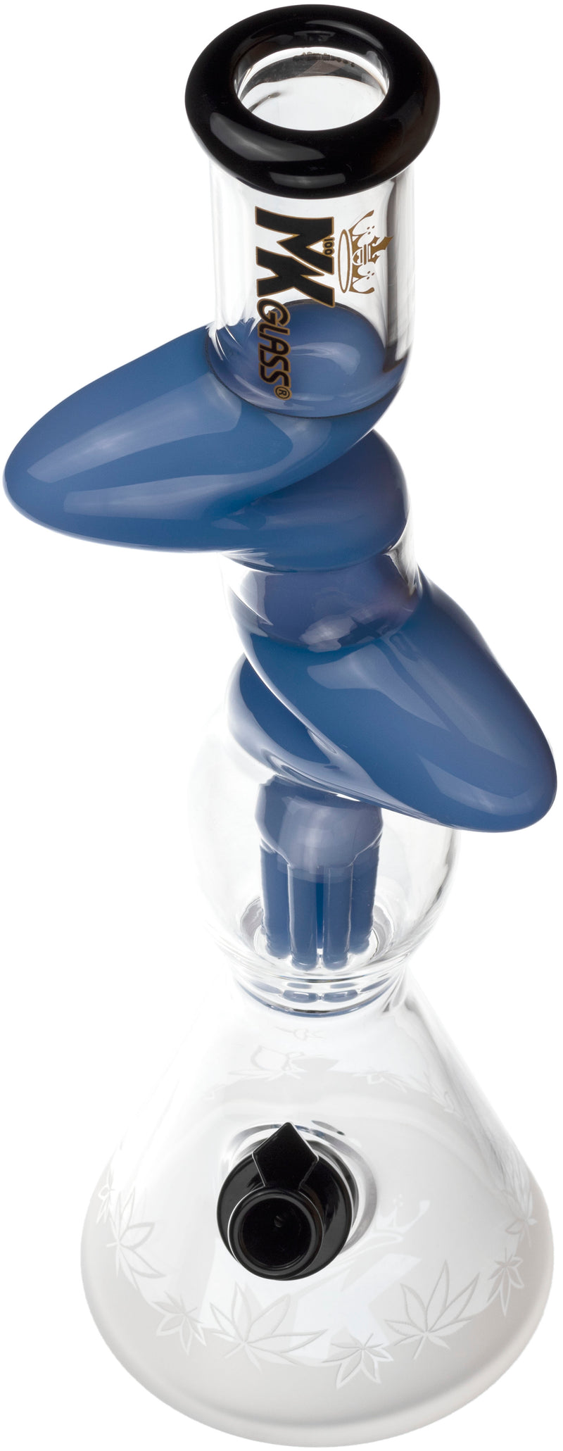 19" Sandblasted Zinger Beaker Bong with Tree Percolator, by MK100 Glass