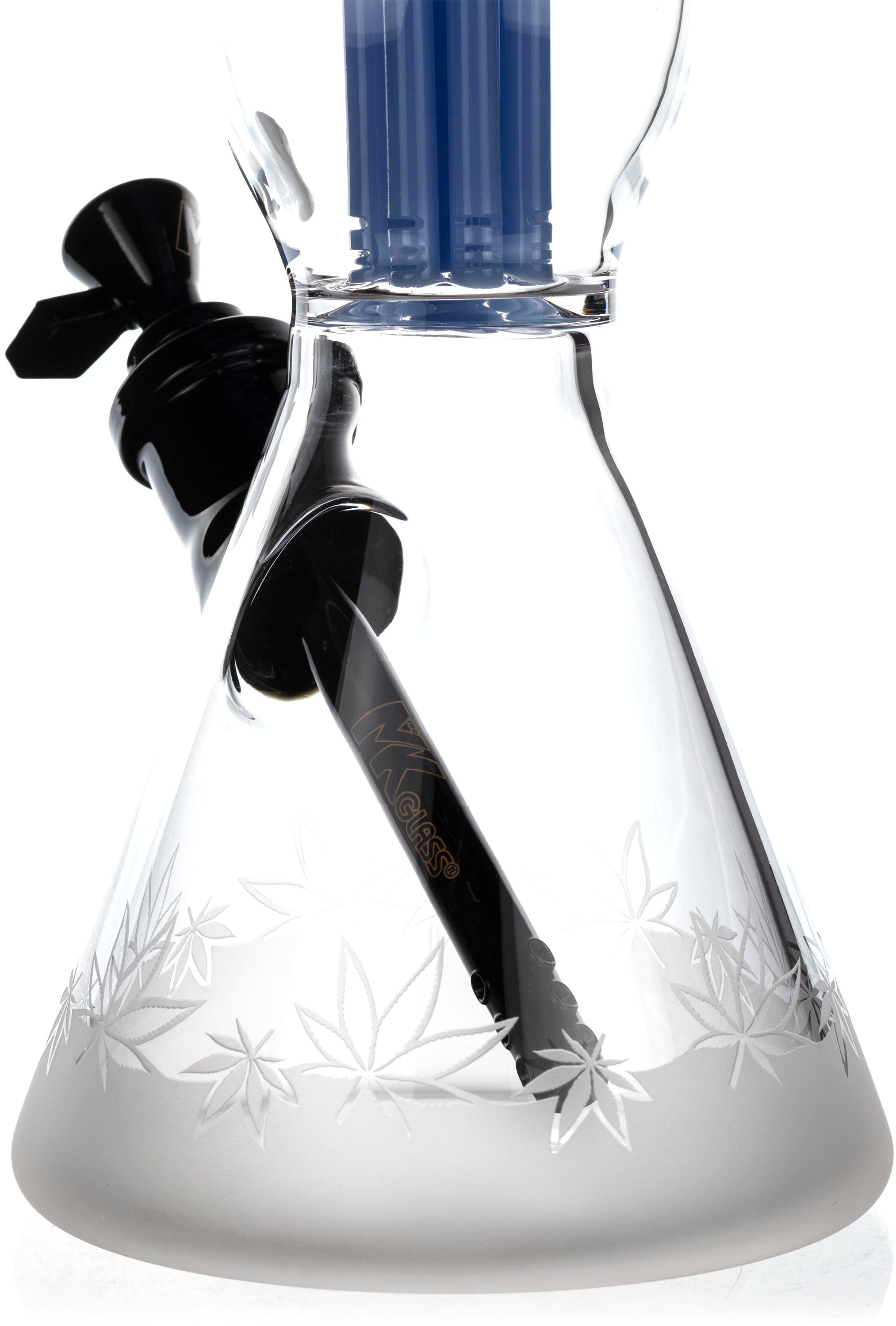 19" Sandblasted Zinger Beaker Bong with Tree Percolator, by MK100 Glass