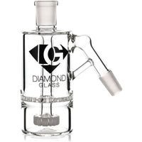 Ash Catcher w/ 14mm Joint, 45˚ Angle, Honeycomb to Showerhead, by Diamond Glass - BKRY Inc.