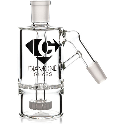 Ash Catcher w/ 14mm Joint, 45˚ Angle, Honeycomb to Showerhead, by Diamond Glass - BKRY Inc.