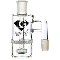 Ash Catcher w/ 18mm Joint, 90˚ Angle, Honeycomb to Showerhead, by Diamond Glass - BKRY Inc.
