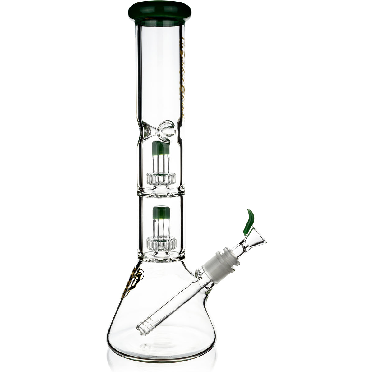 14" Beaker Bong w/ Double Showerhead Perc, by Crystal Glass - BKRY Inc.