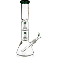 14" Beaker Bong w/ Double Showerhead Perc, by Crystal Glass - BKRY Inc.