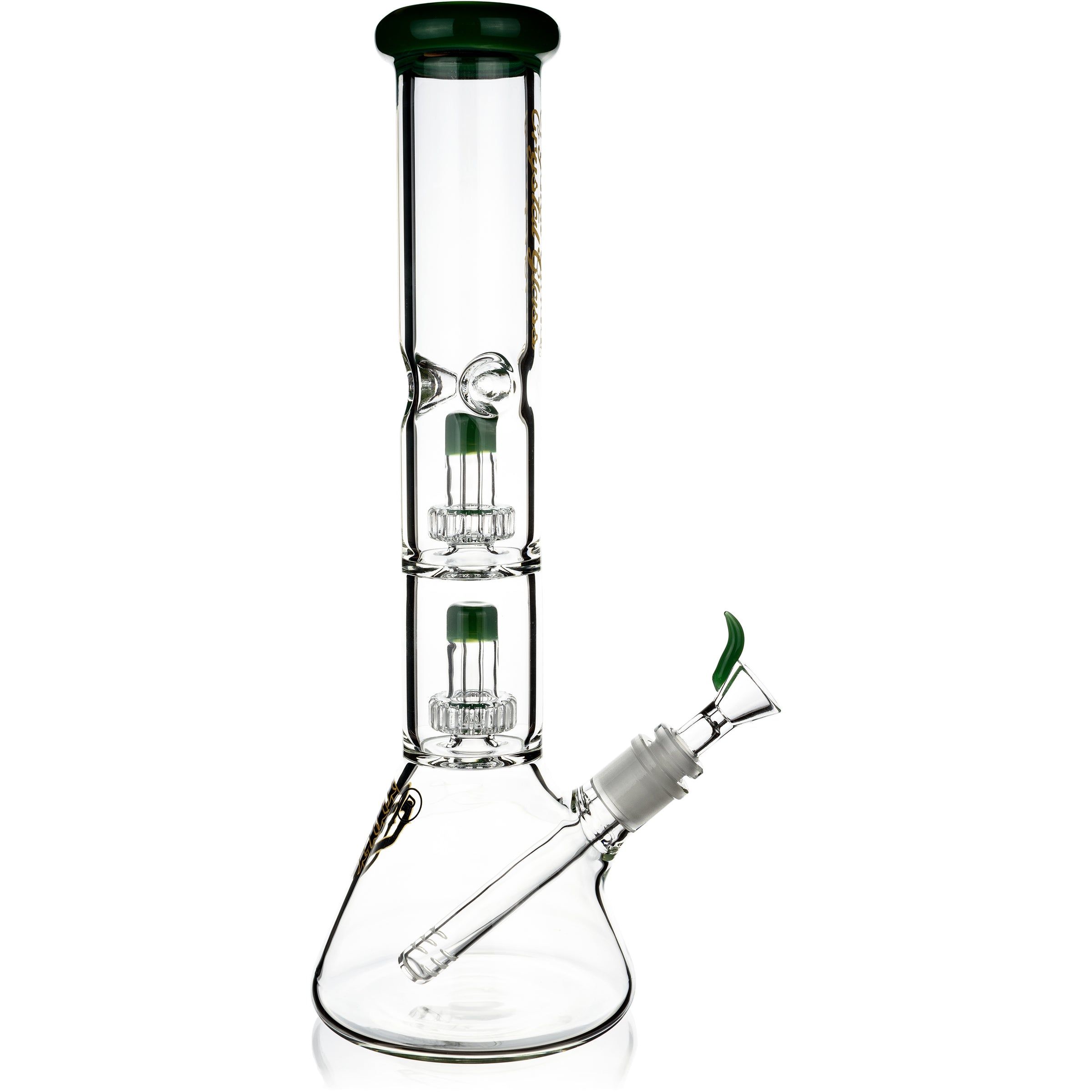 14" Beaker Bong w/ Double Showerhead Perc, by Crystal Glass - BKRY Inc.
