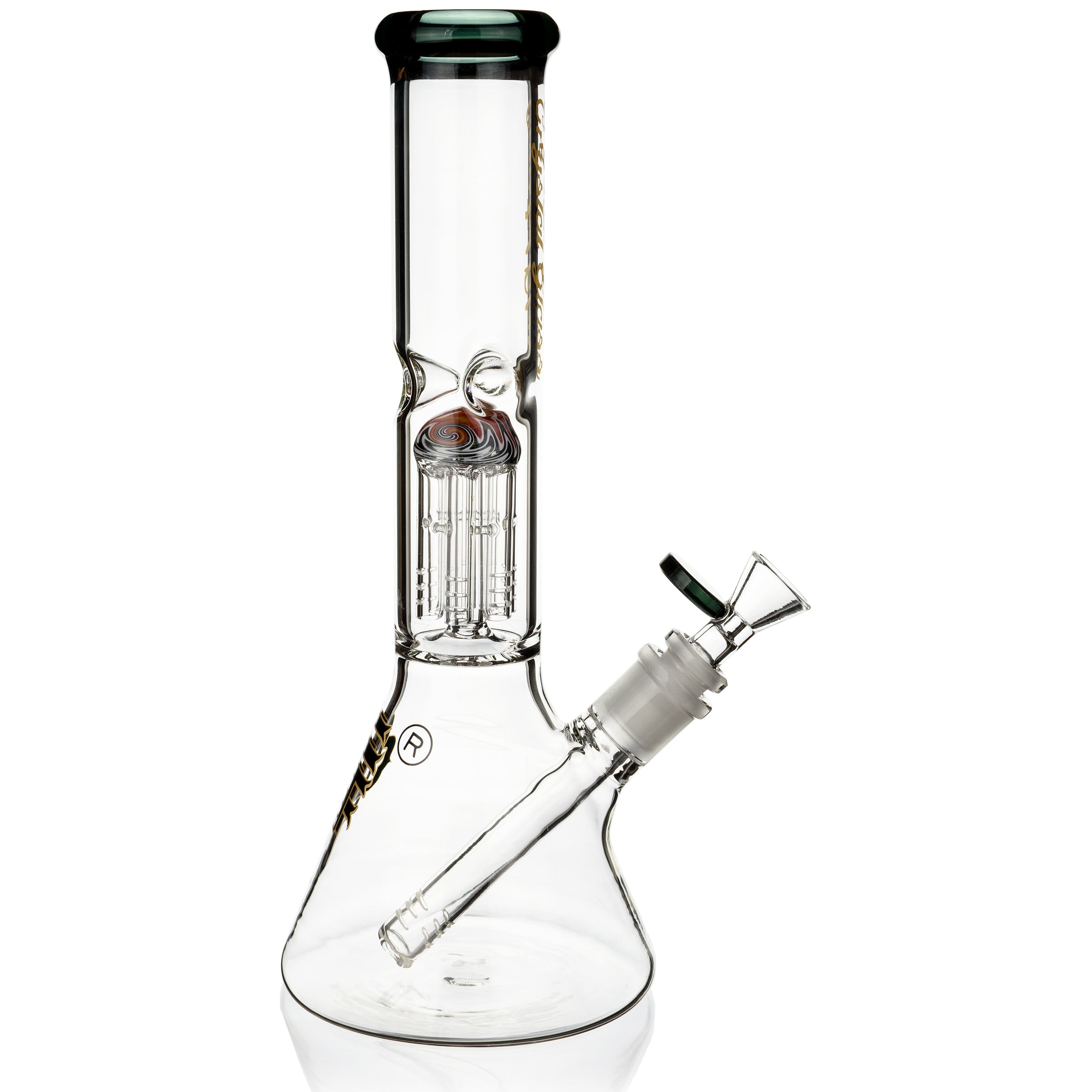 12" Beaker Bong w/ single tree reversal perc, by Crystal Glass - BKRY Inc.