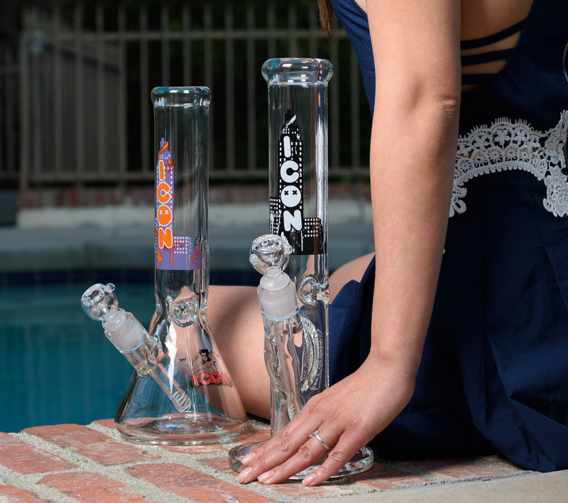 14" Heavy 9mm Straight Tube Bong, by ICON Glass - Bat Kountry