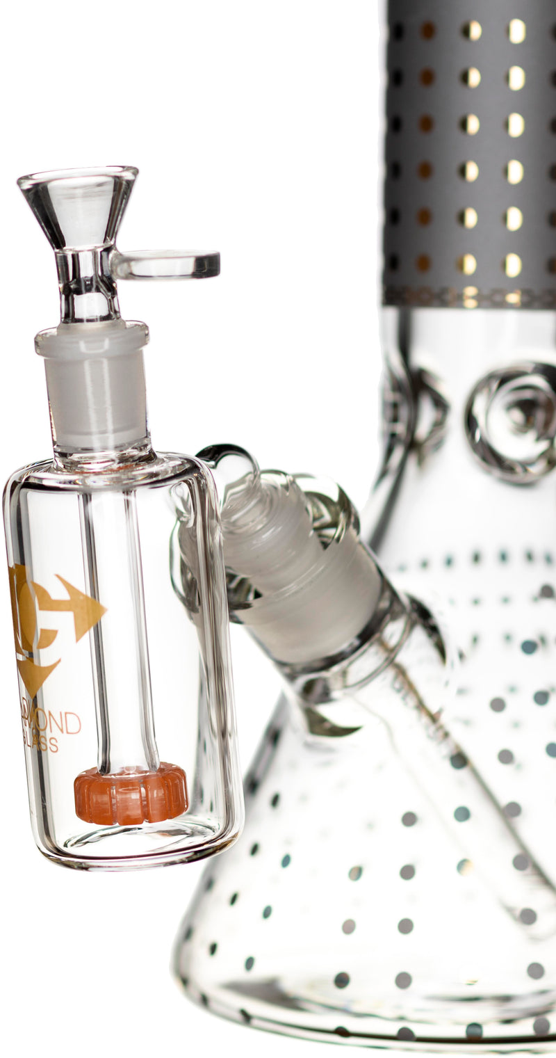 Ash Catcher w/ 14mm Joint, 45˚ Angle, Showerhead Perc, by Diamond Glass - Bat Kountry