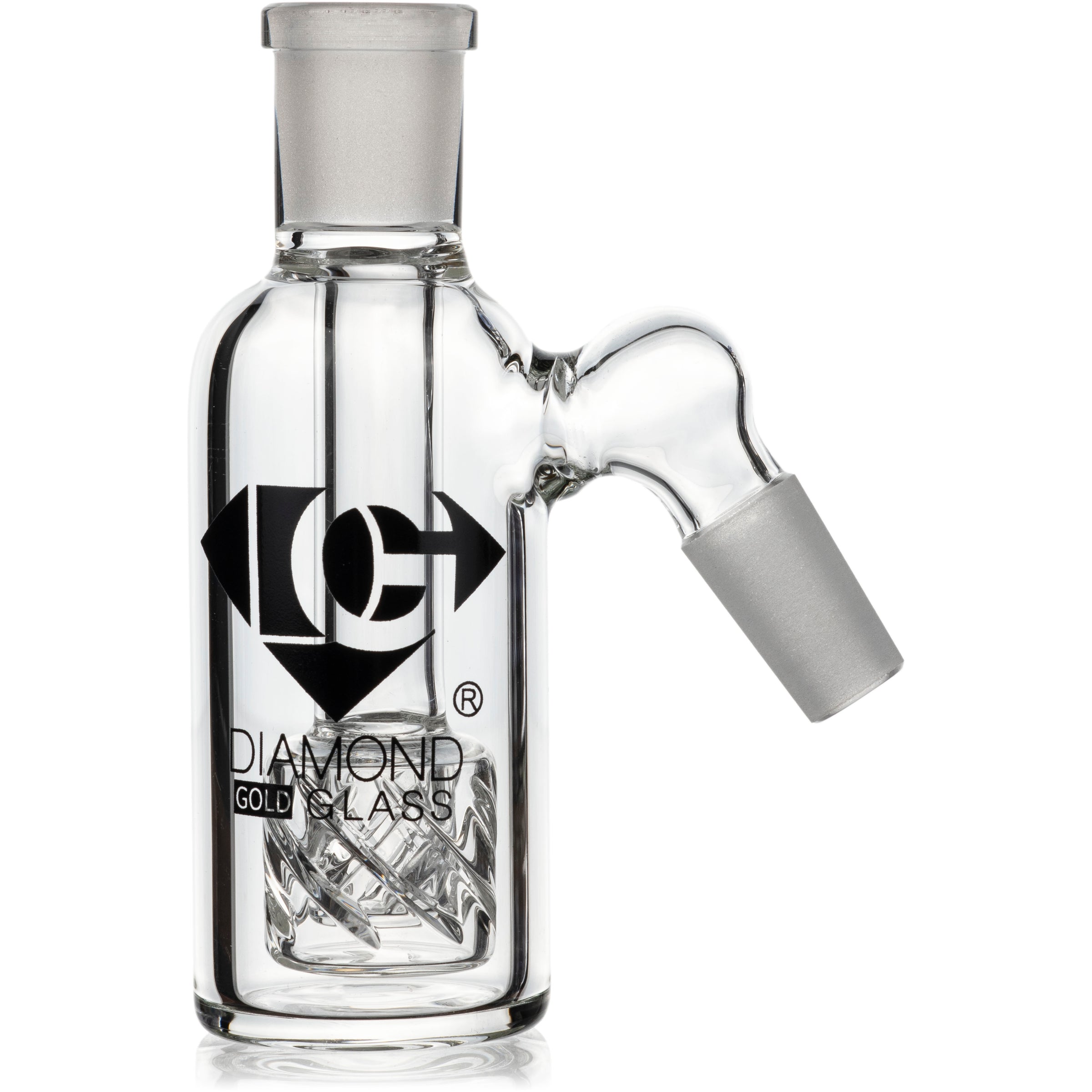 Ash Catcher w/ 14mm Joint, 45˚ Angle Reti Perc, by Diamond Glass
