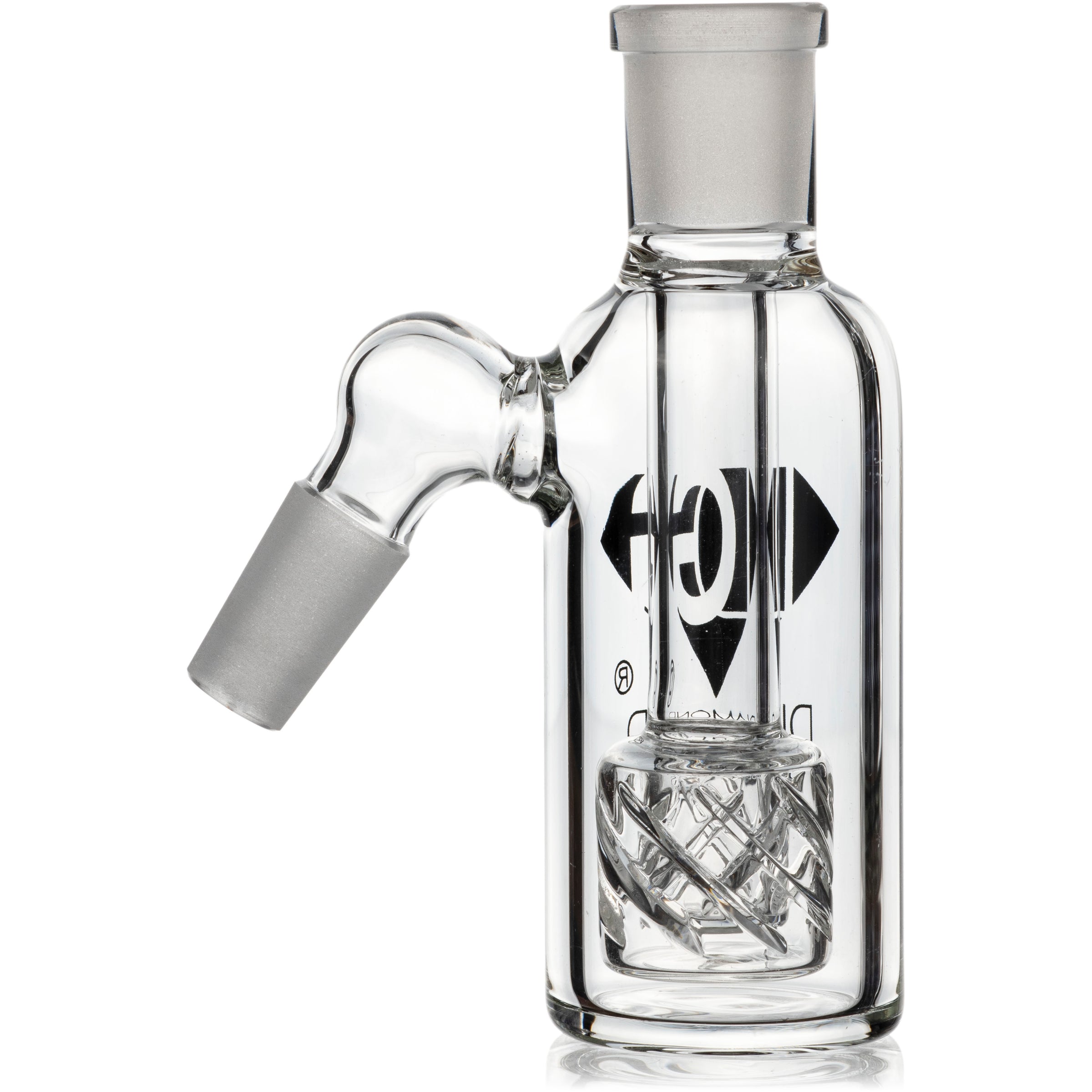 Ash Catcher w/ 14mm Joint, 45˚ Angle Reti Perc, by Diamond Glass