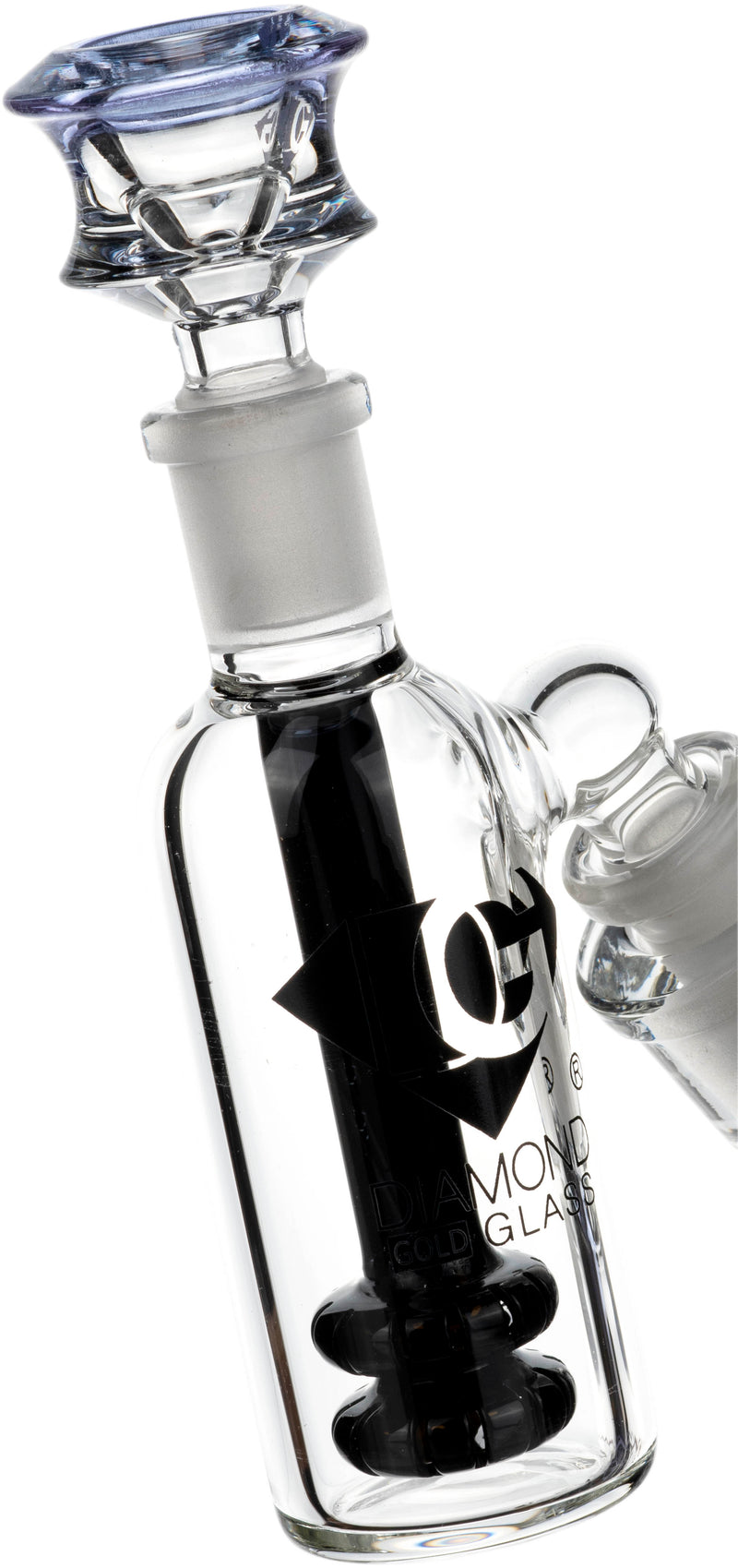 Ash Catcher w/ 14mm Joint, 45˚ Angle, Double Showerhead, by Diamond Glass