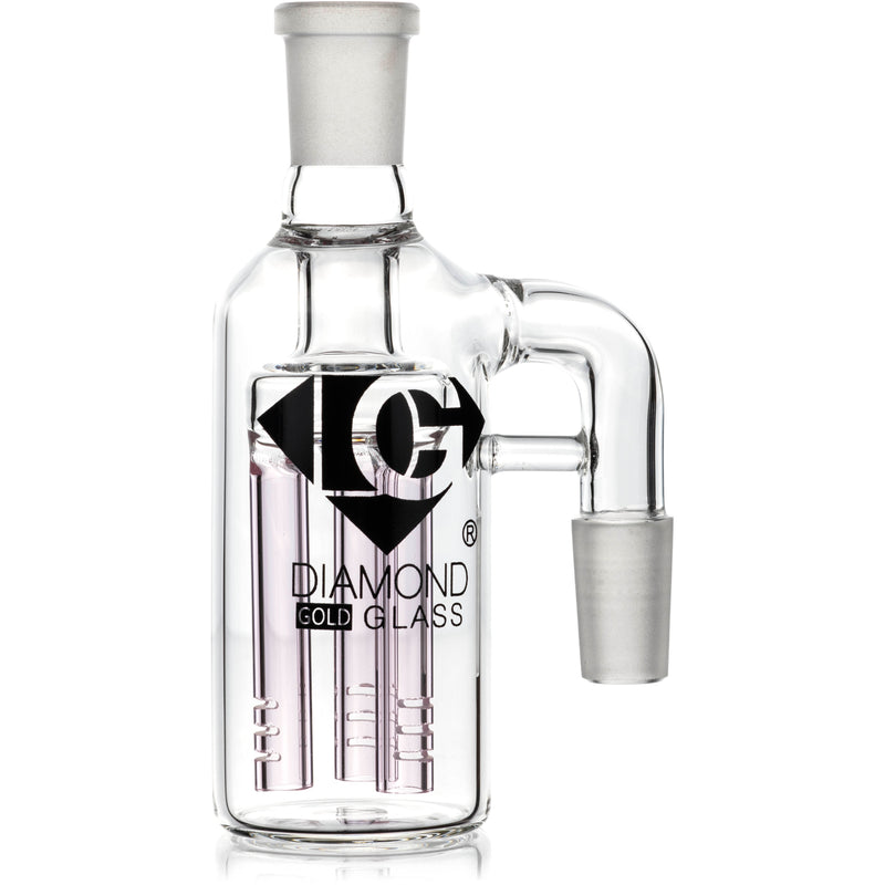 Ash Catcher w/ 14mm Joint, 90˚ Angle 3 Arm Tree Perc, by Diamond Glass