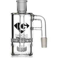 Ash Catcher w/ 14mm Joint, 90˚ Angle, Honeycomb to Showerhead, by Diamond Glass - Bat Kountry