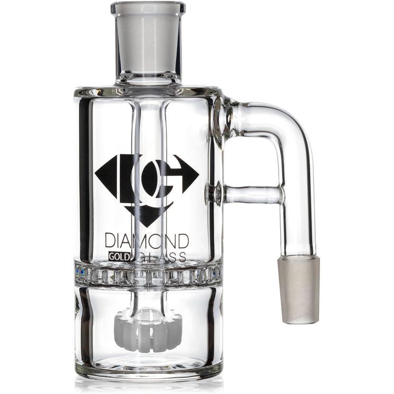 Ash Catcher w/ 14mm Joint, 90˚ Angle, Honeycomb to Showerhead, by Diamond Glass - Bat Kountry