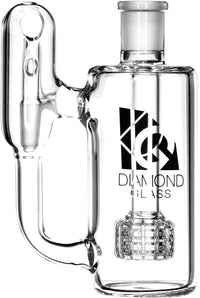 Ash Catcher w/ 14mm Joint, 90˚ Angle, Matrix + Recycler Perc, by Diamond Glass - Bat Kountry