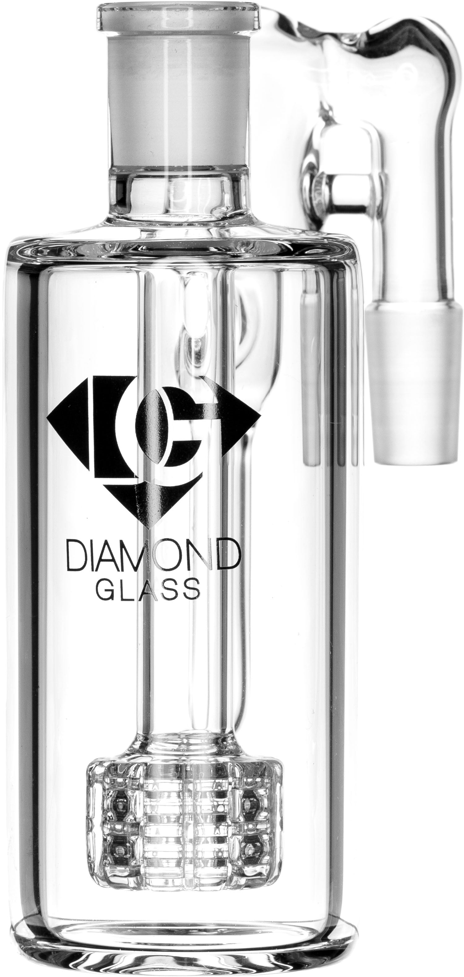 Ash Catcher w/ 14mm Joint, 90˚ Angle, Matrix + Recycler Perc, by Diamond Glass - Bat Kountry