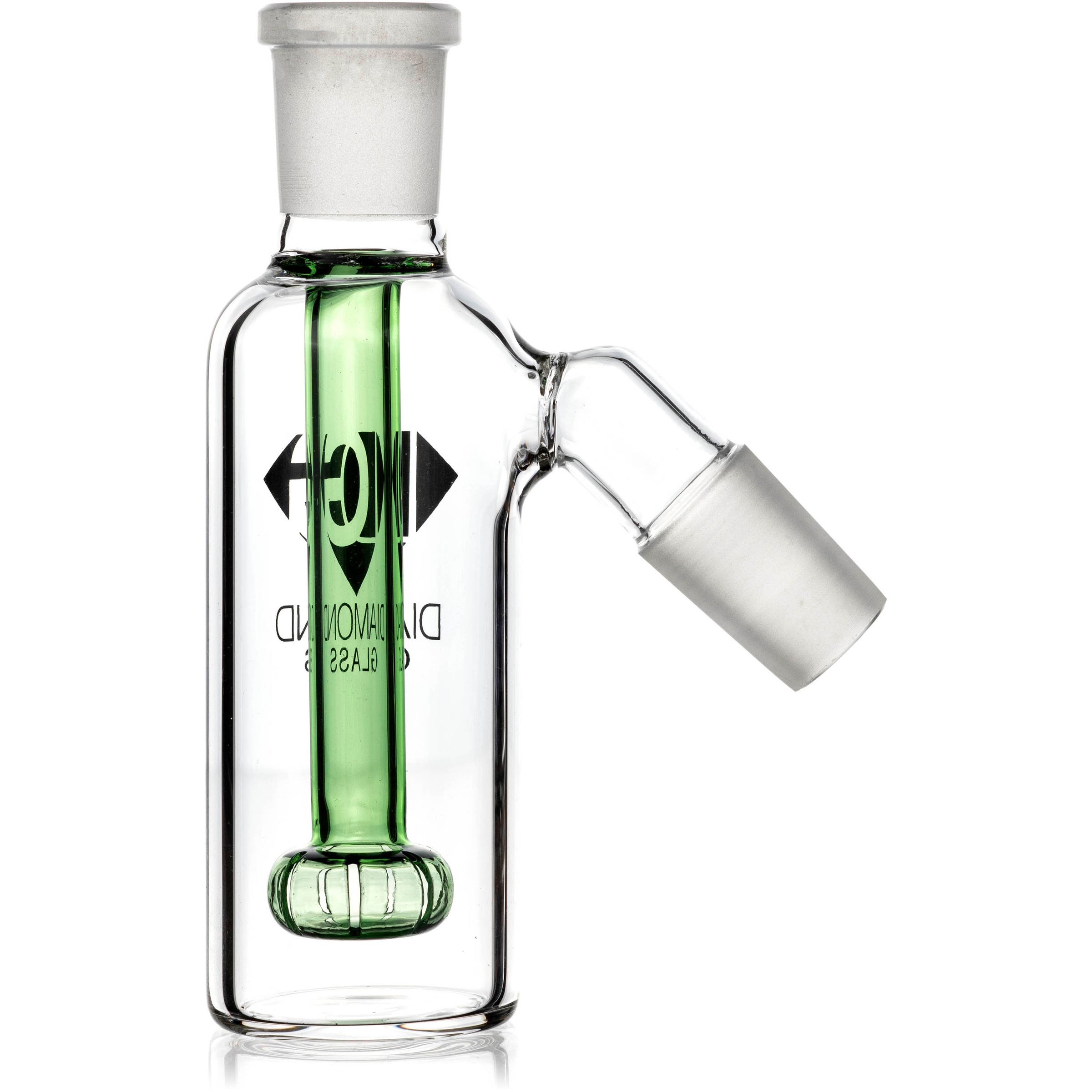 Ash Catcher w/ 18mm Joint, 45˚ Angle, Showerhead Perc, by Diamond Glass