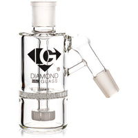 Ash Catcher w/ 18mm Joint, 45˚ Angle, Honeycomb to Showerhead, by Diamond Glass