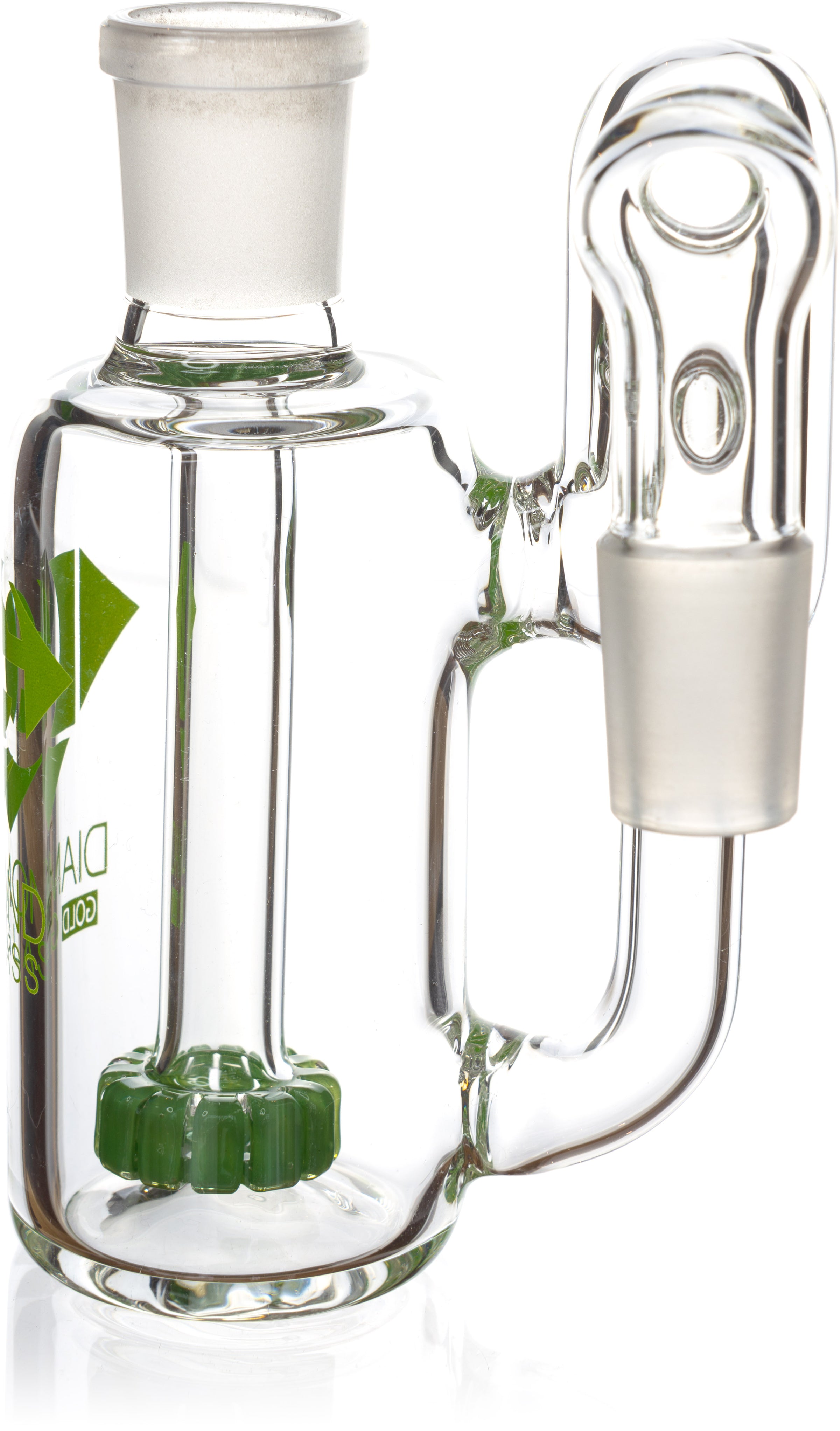 Ash Catcher w/ 18mm Joint, 90˚ Angle, Showerhead+ Recycler Perc, by Diamond Glass - Bat Kountry