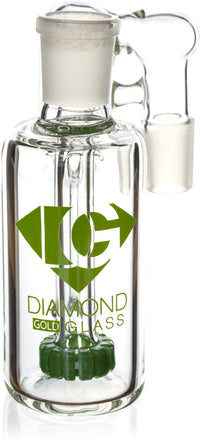 Ash Catcher w/ 18mm Joint, 90˚ Angle, Showerhead+ Recycler Perc, by Diamond Glass - Bat Kountry