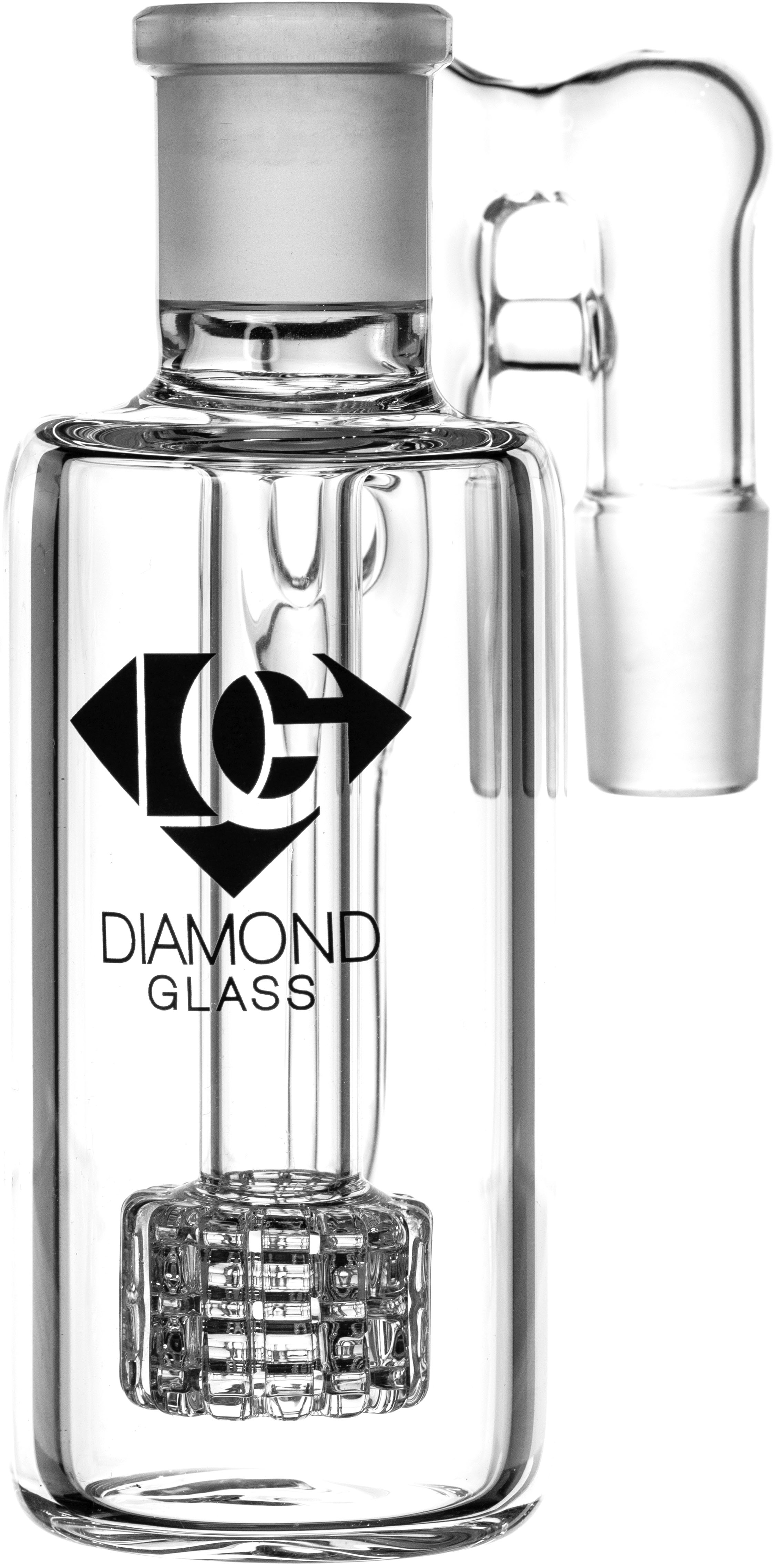 Ash Catcher w/ 18mm Joint, 90˚ Angle, Matrix + Recycler Perc, by Diamond Glass - Bat Kountry