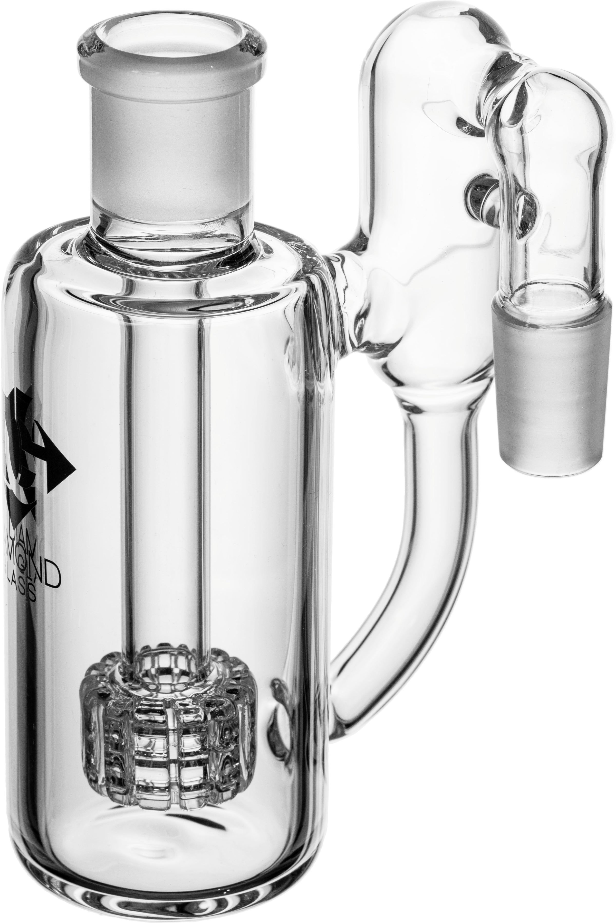 Ash Catcher w/ 18mm Joint, 90˚ Angle, Matrix + Recycler Perc, by Diamond Glass - Bat Kountry